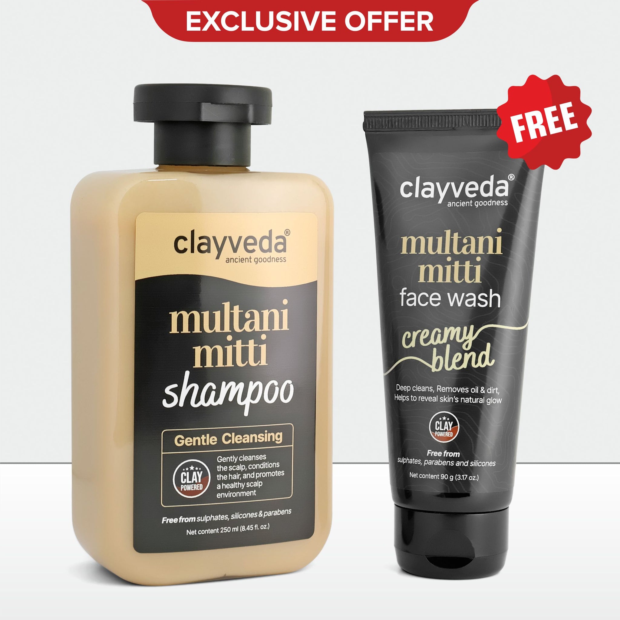 Multani Mitti Shampoo (250 ml) + Get a full size face wash free